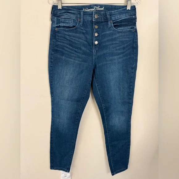 Universal Thread High Rise Skinny ankle jeans medium wash button front SZ 10/30R - Picture 1 of 10